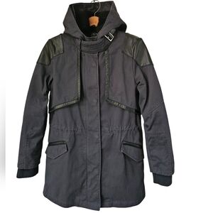 Maje black parka removable warm lining with the sherpa hood are removable sz 1